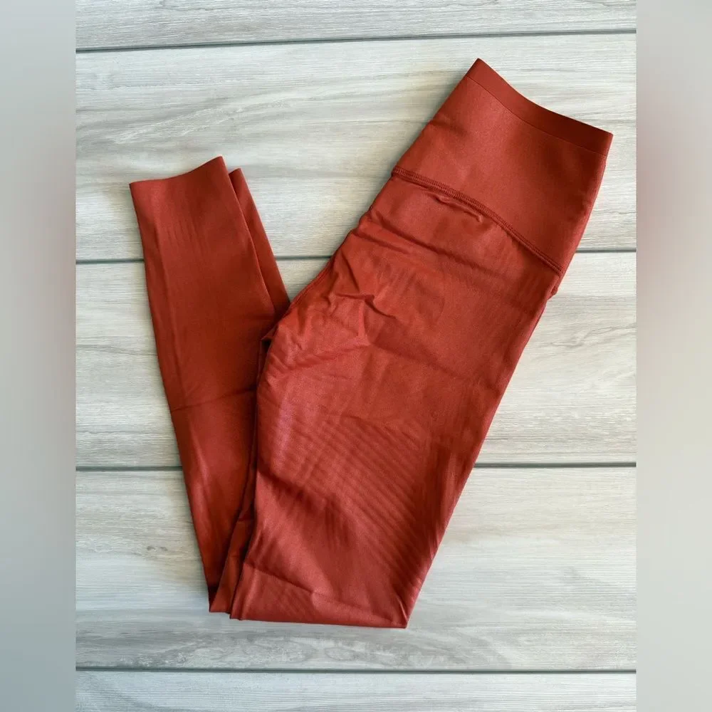 Fanka Body Sculpt Faux Lift & Curve Faux Leather Leggings Pumpkin Small NWT